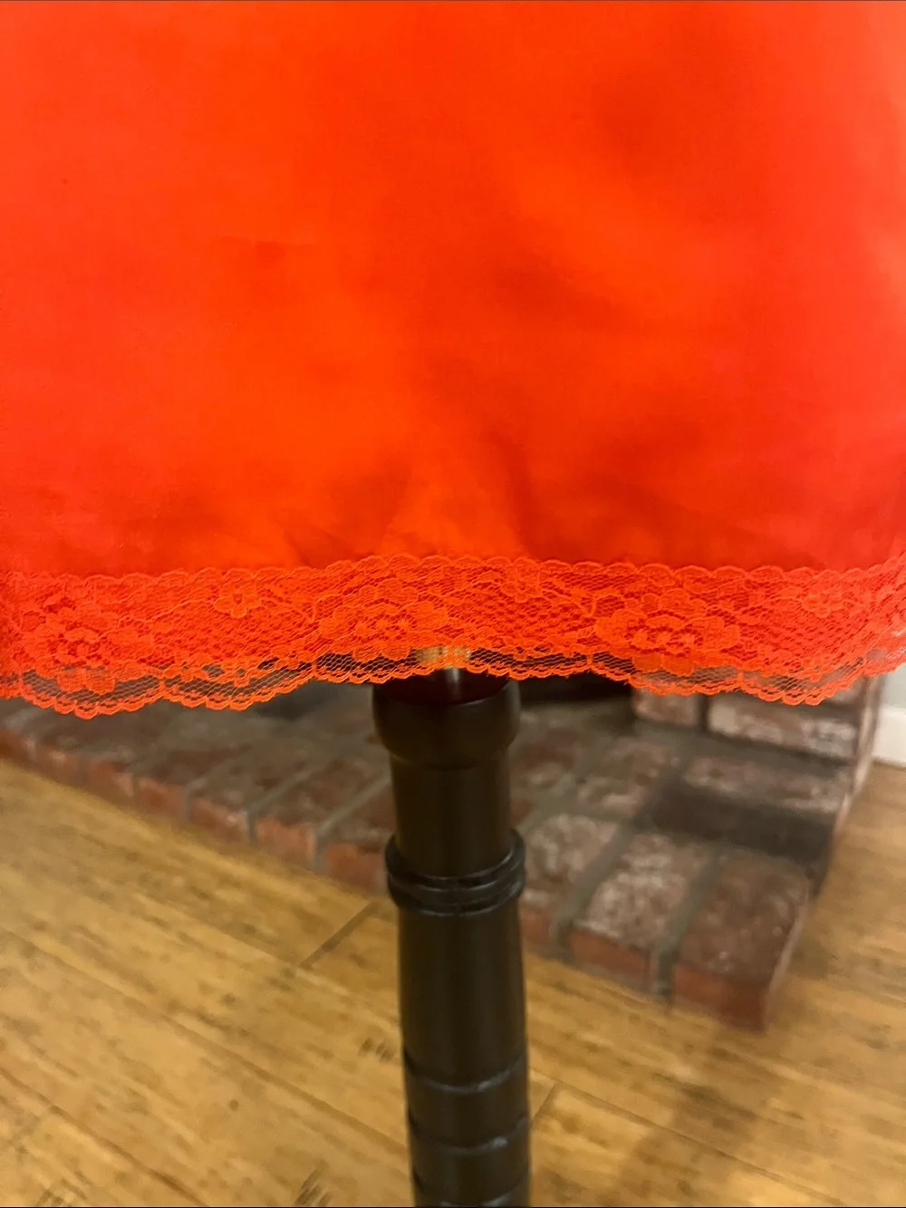 White Fox Boutique Orange Mini Skirt with Lace Hem - Picture 2 of 4